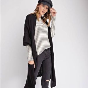 Easel Long Black Sweater M/L with 3/4 Sleeves